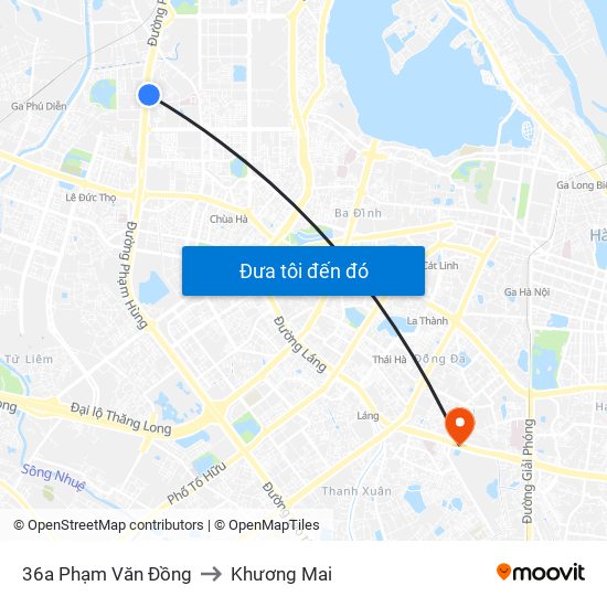36a Phạm Văn Đồng to Khương Mai map