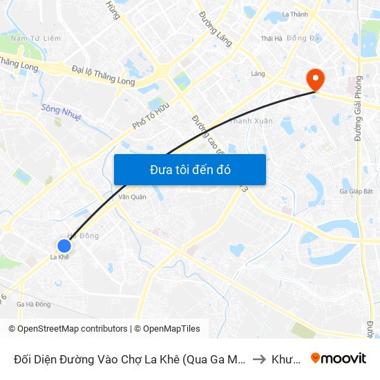 Đối Diện Đường Vào Chợ La Khê (Qua Ga Metro La Khê) - 405 Quang Trung (Hà Đông) to Khương Mai map