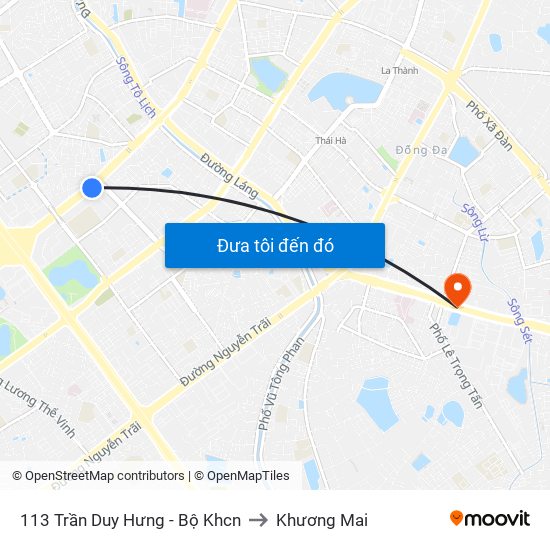 113 Trần Duy Hưng - Bộ Khcn to Khương Mai map