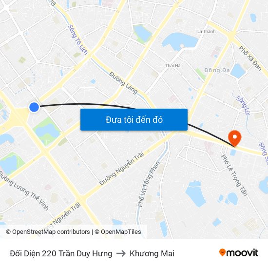 Đối Diện 220 Trần Duy Hưng to Khương Mai map