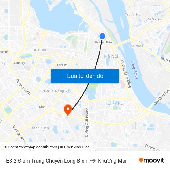E3.2 Điểm Trung Chuyển Long Biên to Khương Mai map