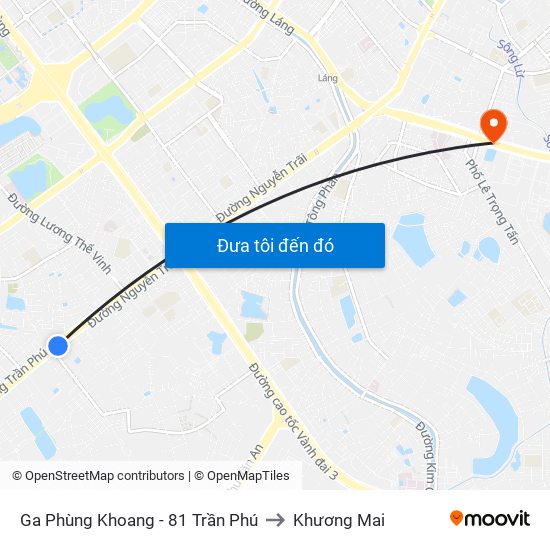 Ga Phùng Khoang - 81 Trần Phú to Khương Mai map