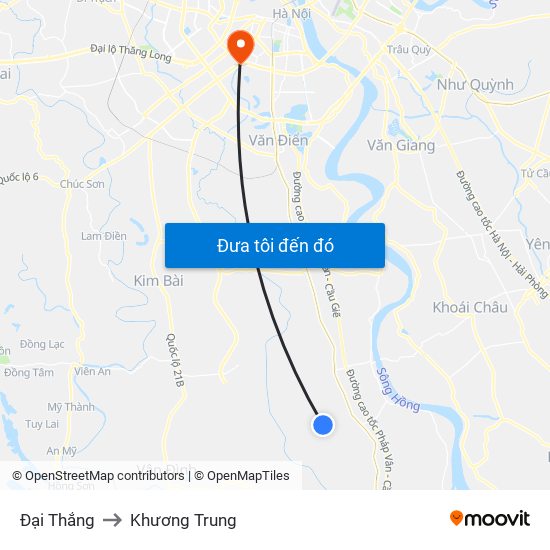 Đại Thắng to Khương Trung map