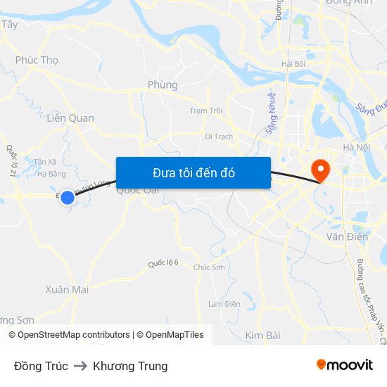 Đồng Trúc to Khương Trung map