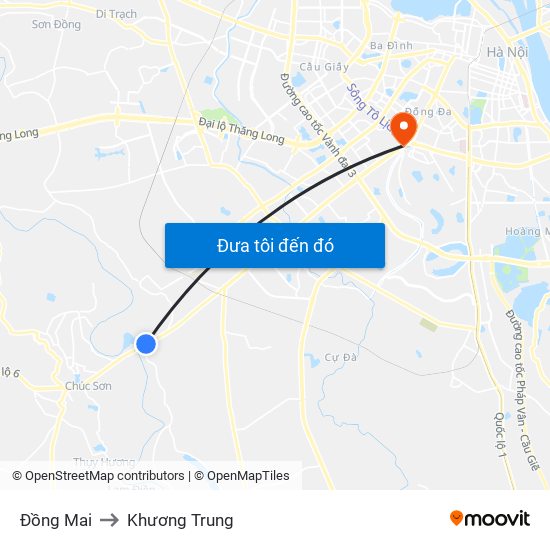 Đồng Mai to Khương Trung map
