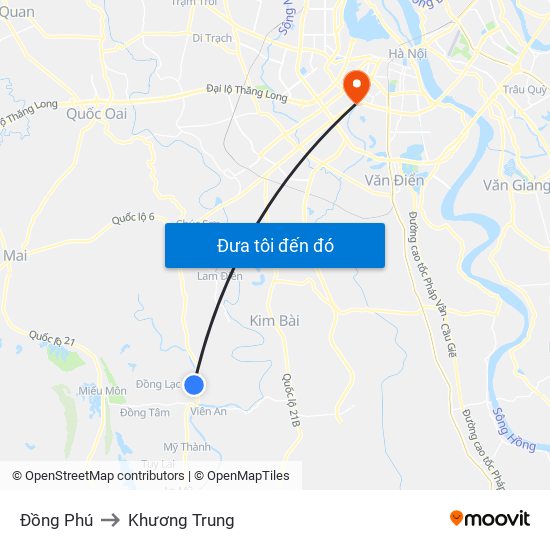 Đồng Phú to Khương Trung map