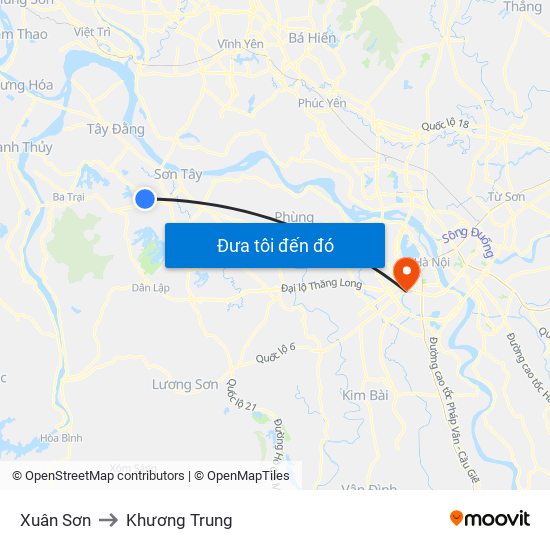 Xuân Sơn to Khương Trung map