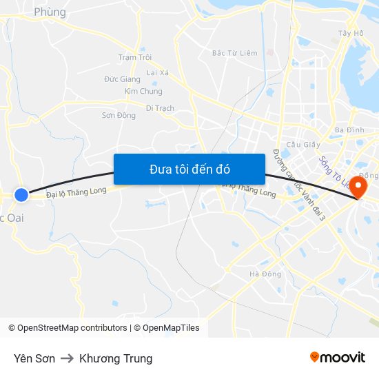 Yên Sơn to Khương Trung map
