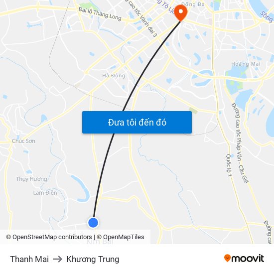 Thanh Mai to Khương Trung map