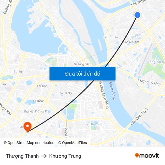 Thượng Thanh to Khương Trung map