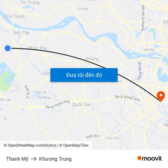 Thanh Mỹ to Khương Trung map