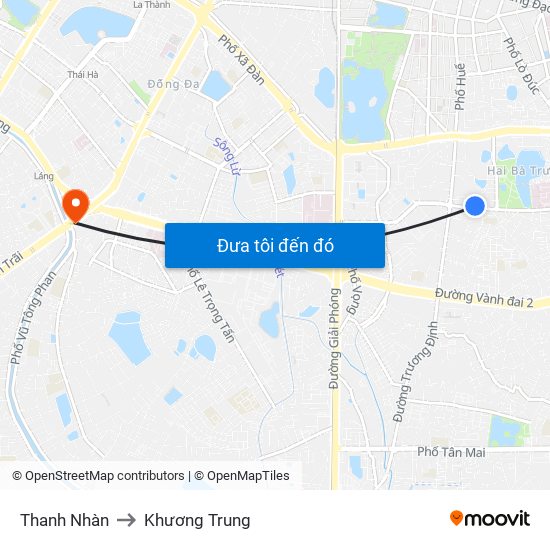 Thanh Nhàn to Khương Trung map