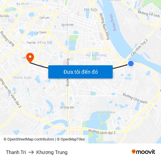 Thanh Trì to Khương Trung map