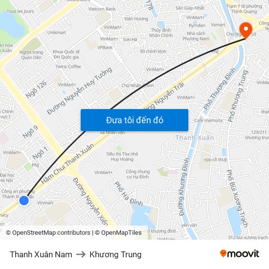 Thanh Xuân Nam to Khương Trung map