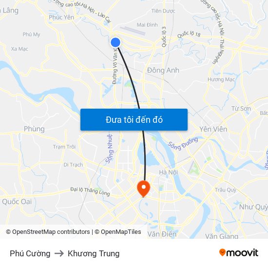 Phú Cường to Khương Trung map