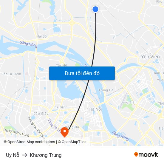 Uy Nỗ to Khương Trung map