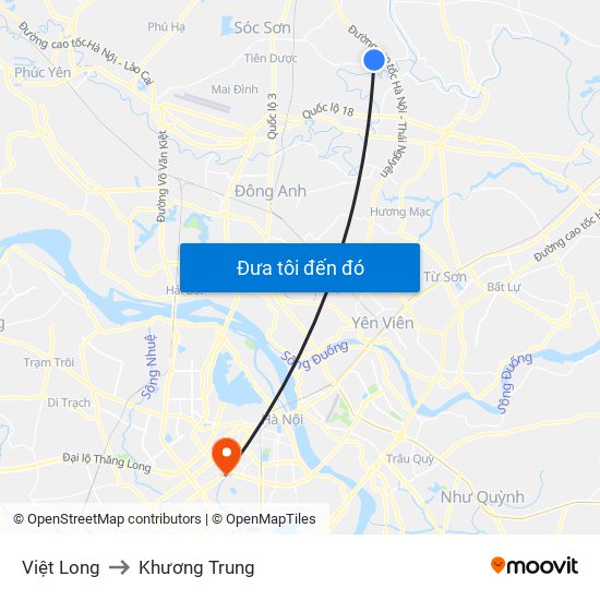 Việt Long to Khương Trung map