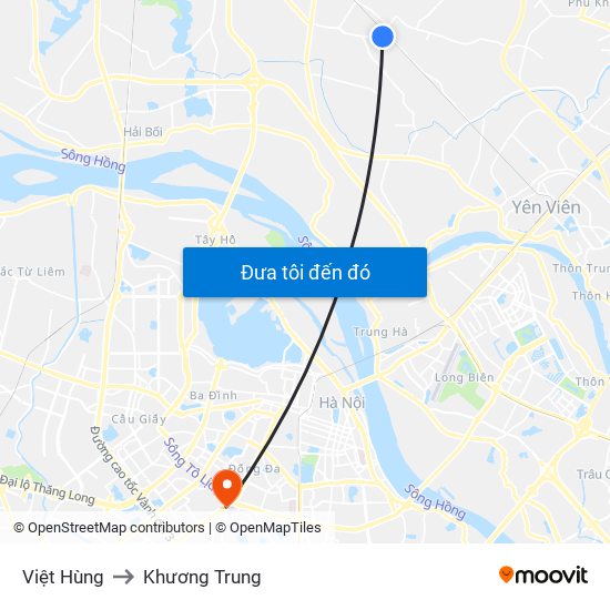 Việt Hùng to Khương Trung map