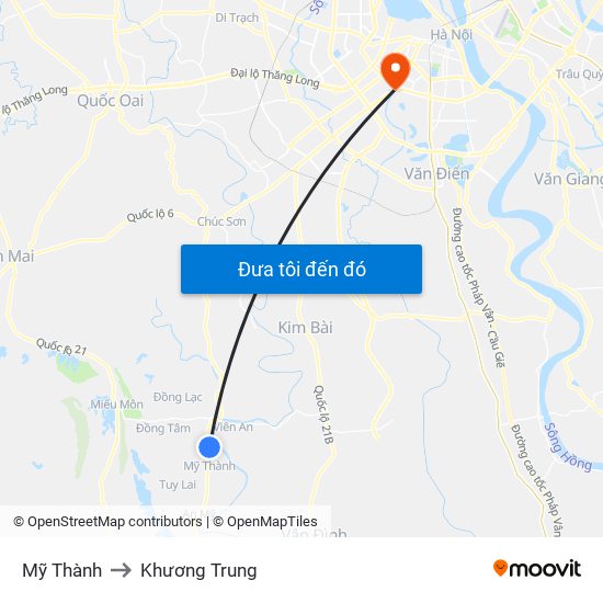 Mỹ Thành to Khương Trung map