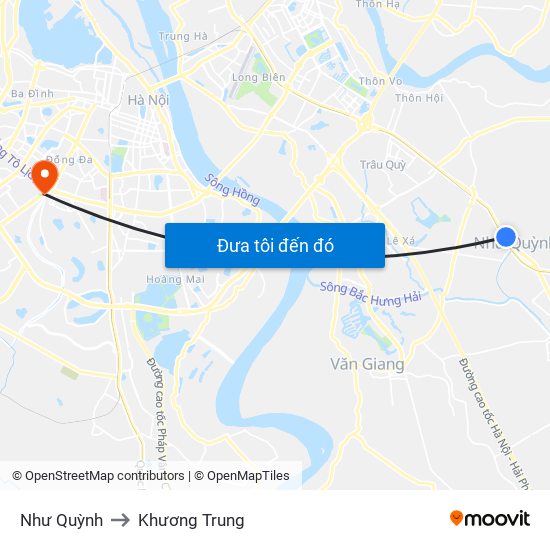 Như Quỳnh to Khương Trung map