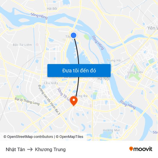 Nhật Tân to Khương Trung map