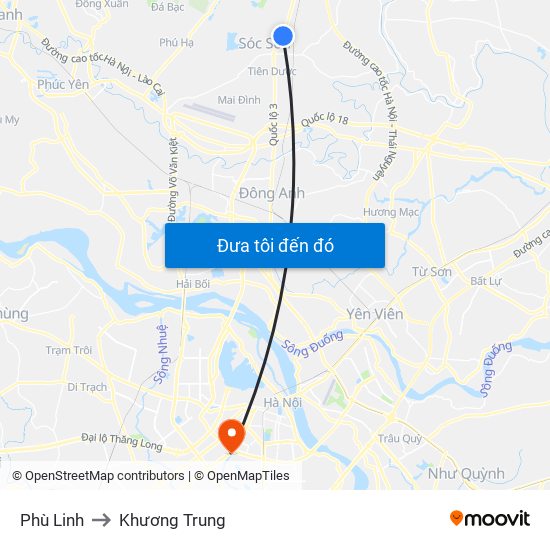 Phù Linh to Khương Trung map