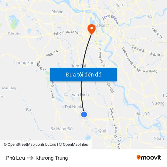 Phù Lưu to Khương Trung map