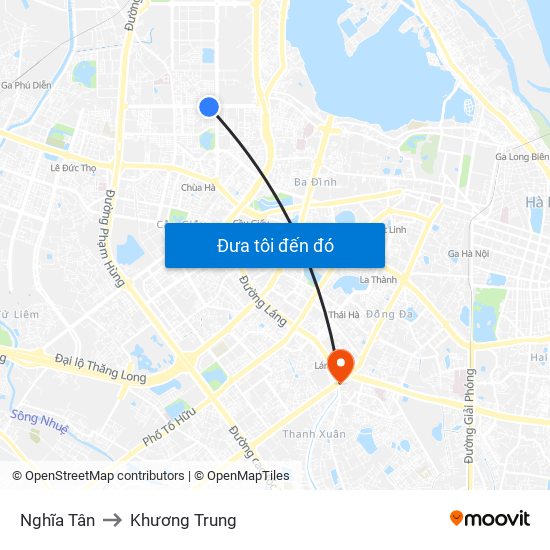 Nghĩa Tân to Khương Trung map