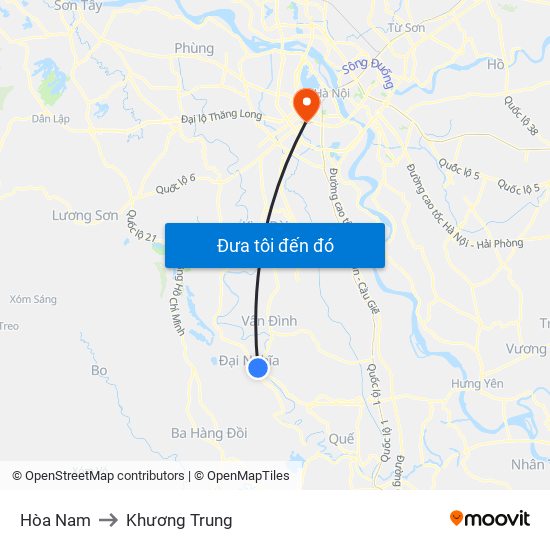 Hòa Nam to Khương Trung map
