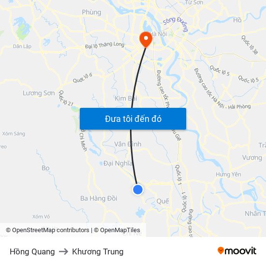 Hồng Quang to Khương Trung map