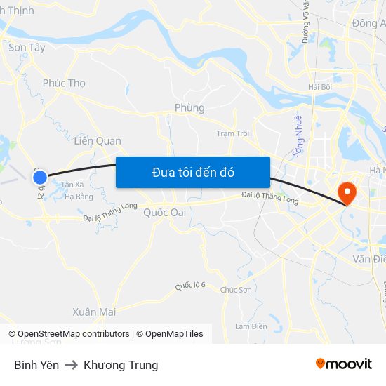 Bình Yên to Khương Trung map