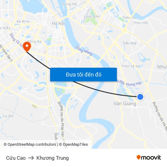 Cửu Cao to Khương Trung map