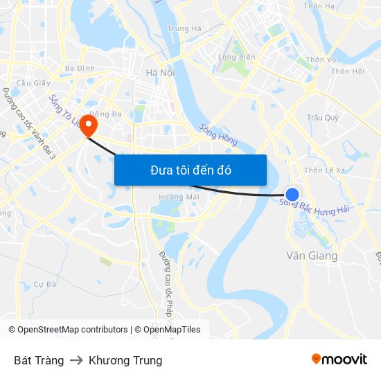 Bát Tràng to Khương Trung map