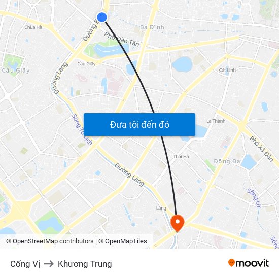 Cống Vị to Khương Trung map