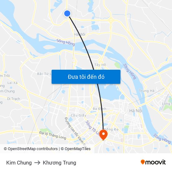 Kim Chung to Khương Trung map