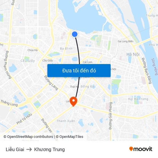 Liễu Giai to Khương Trung map