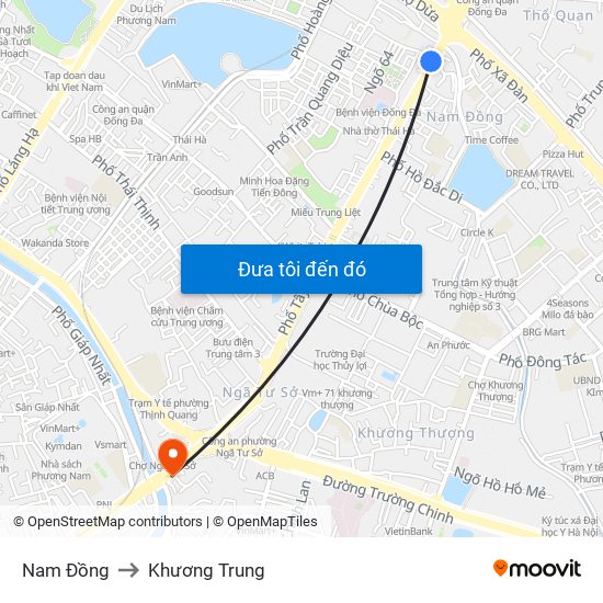 Nam Đồng to Khương Trung map