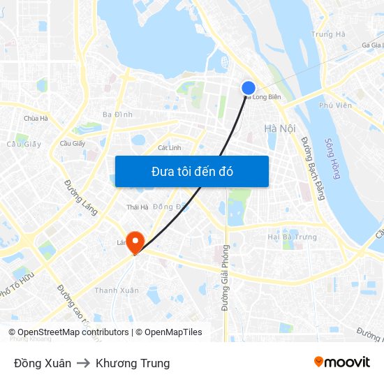 Đồng Xuân to Khương Trung map
