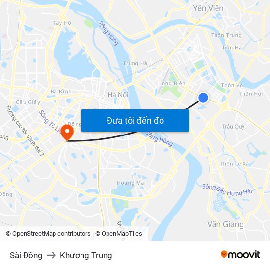 Sài Đồng to Khương Trung map