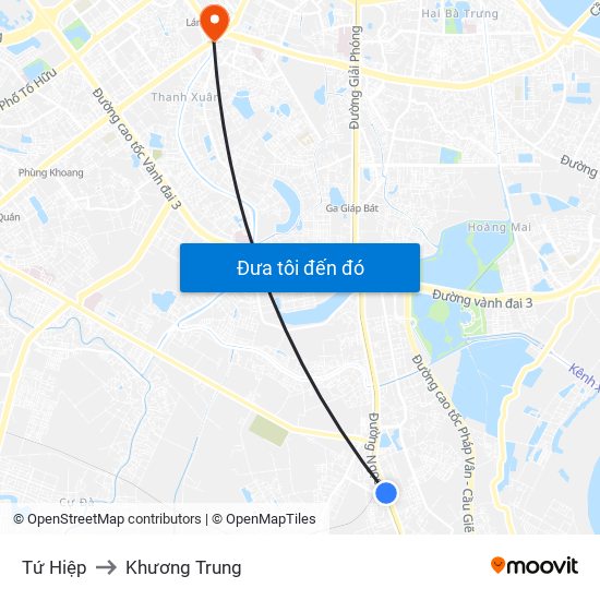 Tứ Hiệp to Khương Trung map