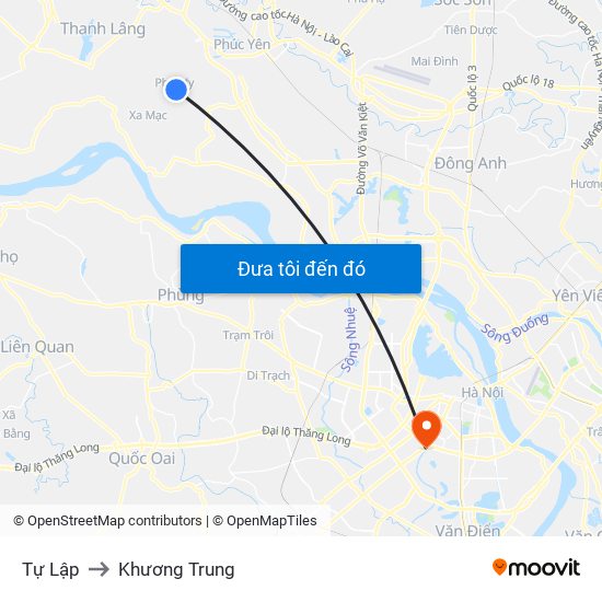 Tự Lập to Khương Trung map