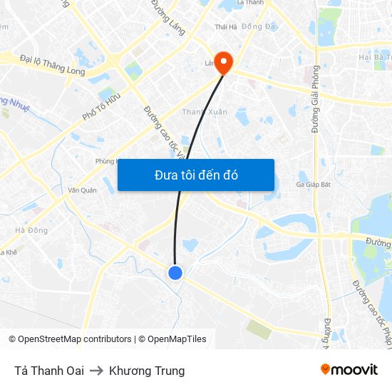Tả Thanh Oai to Khương Trung map