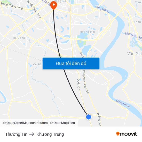 Thường Tín to Khương Trung map