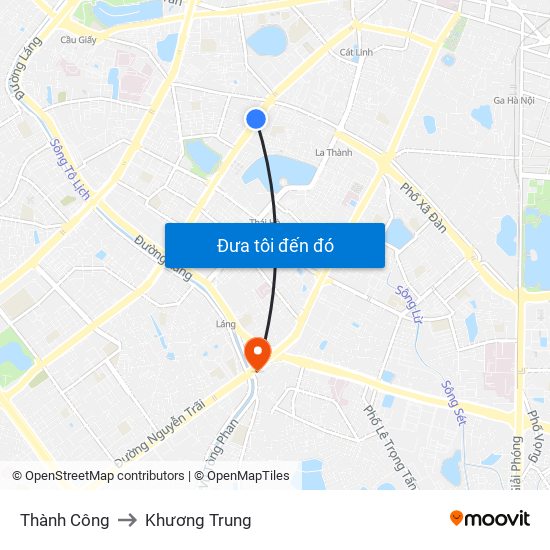 Thành Công to Khương Trung map