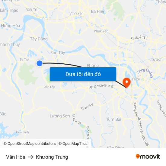 Vân Hòa to Khương Trung map