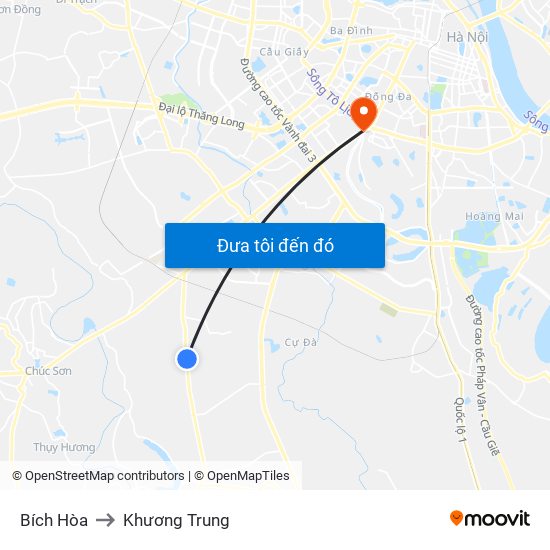 Bích Hòa to Khương Trung map