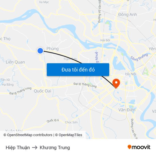 Hiệp Thuận to Khương Trung map