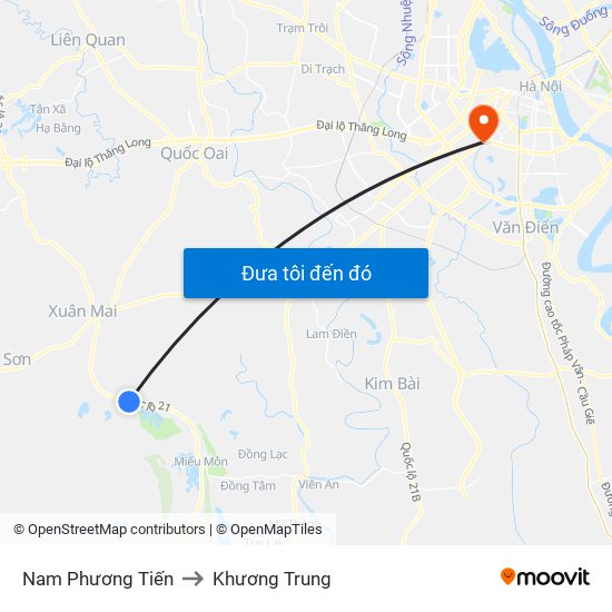 Nam Phương Tiến to Khương Trung map