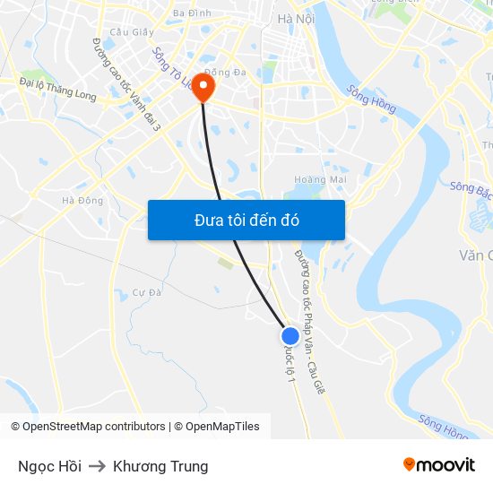 Ngọc Hồi to Khương Trung map