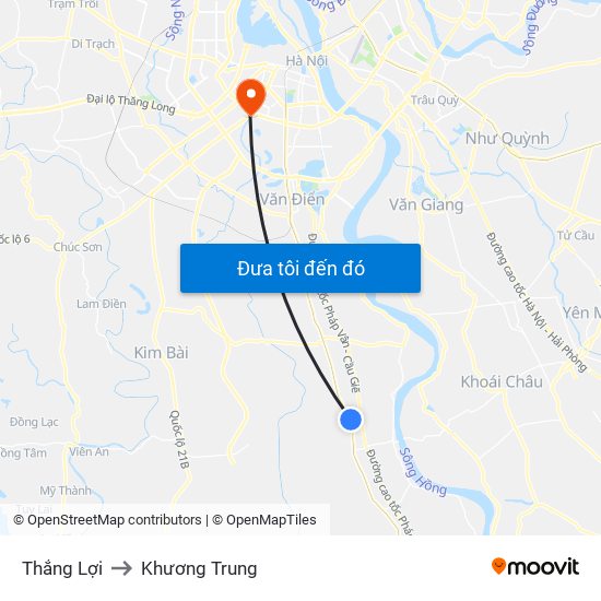 Thắng Lợi to Khương Trung map